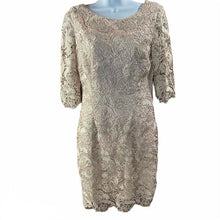 Load image into Gallery viewer, Eliza J Size 6 Lacey Gold Cocktail Dress
