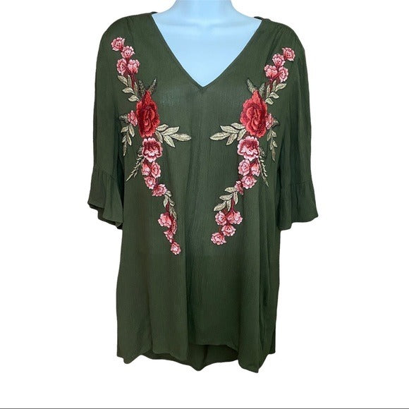 Anthropologie Pleione Womens Size M Floral Embroidered Dress