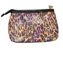 Load image into Gallery viewer, Betsey Johnson Leopard Print Sequin Cosmetic Bag
