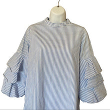Load image into Gallery viewer, Zara Basic Womens Size M Striped Puff Sleeve Dress
