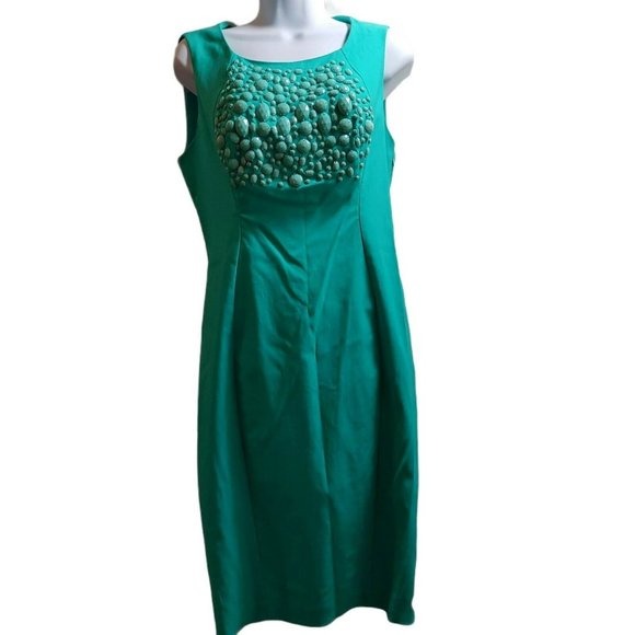 Joseph Ribkoff Size 10 Teal Beaded Dress