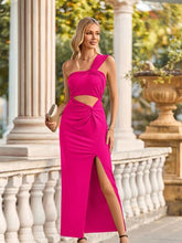 Load image into Gallery viewer, One Shoulder Cutout Twisted Slit Dress
