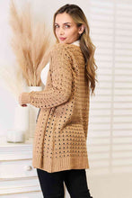 Load image into Gallery viewer, Woven Right Openwork Horizontal Ribbing Open Front Cardigan
