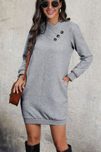 Load image into Gallery viewer, Textured Decorative Button Mini Dress
