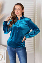 Load image into Gallery viewer, Double Take Notched Neck Buttoned Long Sleeve Blouse
