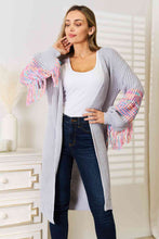 Load image into Gallery viewer, Woven Right Fringe Sleeve Dropped Shoulder Cardigan
