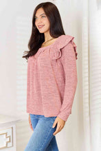 Load image into Gallery viewer, Double Take Square Neck Ruffle Shoulder Long Sleeve T-Shirt
