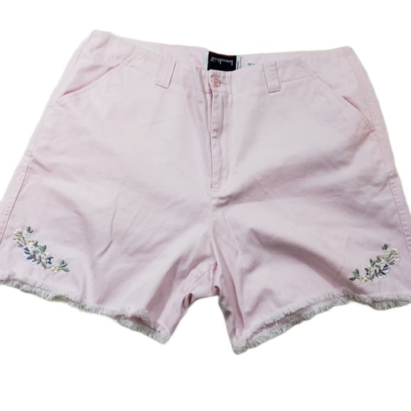 Westbound Pink Raw Hem Shorts Plus Size 16