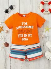 Load image into Gallery viewer, I&#39;M AWESOME IT&#39;S IN MY DNA Short Sleeve Top and Striped Shorts Set
