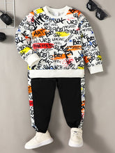Load image into Gallery viewer, Letter Print Round Neck Top and Pants Set
