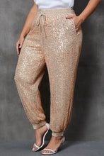 Load image into Gallery viewer, Plus Size Sequin Drawstring Joggers with Pockets
