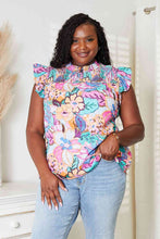 Load image into Gallery viewer, Double Take Floral Smocked Flutter Sleeve Top
