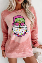 Load image into Gallery viewer, Santa Graphic Round Neck Long Sleeve Sweatshirt
