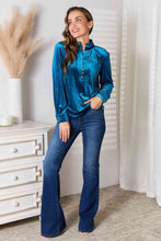 Load image into Gallery viewer, Double Take Notched Neck Buttoned Long Sleeve Blouse
