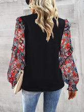 Load image into Gallery viewer, Round Neck Contrasting Color Printed Lantern Sleeve Top
