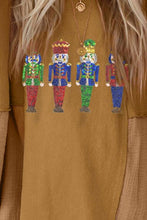 Load image into Gallery viewer, Sequin Nutcracker Long Sleeve Slit Sweatshirt
