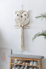 Load image into Gallery viewer, Hand-Woven Owl Macrame Wall Hanging
