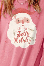 Load image into Gallery viewer, Santa Claus Graphic Round Neck Slit Sweatshirt
