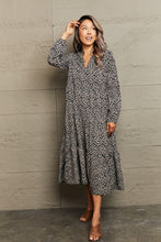 Load image into Gallery viewer, Notched Neck Long Sleeve Midi Dress
