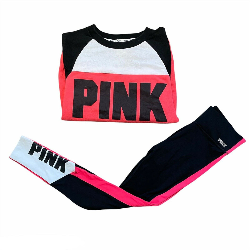 PINK Victoria's Secret Womens XS 2 Piece Sweatshirt And Yoga Leggings Set