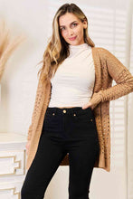Load image into Gallery viewer, Woven Right Openwork Horizontal Ribbing Open Front Cardigan
