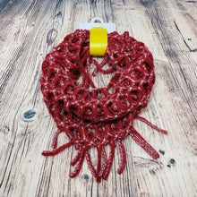 Load image into Gallery viewer, NWT Kids Burgundy Fringe Infinity Scarf
