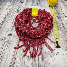Load image into Gallery viewer, NWT Kids Burgundy Fringe Infinity Scarf
