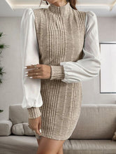 Load image into Gallery viewer, Ribbed Contrast Long Sleeve Sweater Dress
