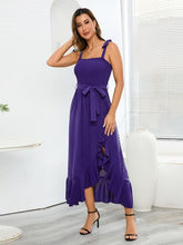 Load image into Gallery viewer, Ruffled Smocked Tied Cami Dress

