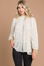Load image into Gallery viewer, Culture Code Full Size Swiss Dot Smocked Mock Neck Blouse

