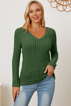 Load image into Gallery viewer, Basic Bae Full Size Ribbed V-Neck Long Sleeve T-Shirt
