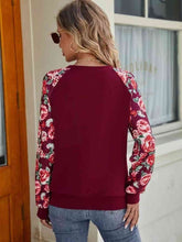 Load image into Gallery viewer, Floral Raglan Sleeve Round Neck Sweatshirt
