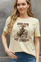 Load image into Gallery viewer, Simply Love Full Size CHASE YOUR DREAMS NOT COWBOYS Graphic Cotton Tee
