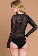 Load image into Gallery viewer, Culture Code Round Neck Mesh Perspective Bodysuit
