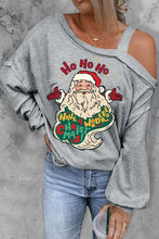 Load image into Gallery viewer, Santa Claus Graphic Asymmetrical Neck Long Sleeve Top

