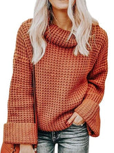 Load image into Gallery viewer, Waffle-Knit Turtleneck Round Neck Sweater
