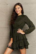 Load image into Gallery viewer, Leopard Smock Waist Long Sleeve Dress
