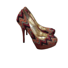 Load image into Gallery viewer, Speed Limit 98 Chevron Print Heels Size 10
