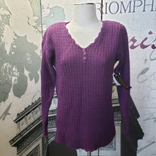 Load image into Gallery viewer, Vintage Deadstock Purple Knit V-neck Sweater
