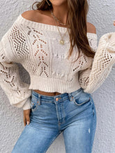 Load image into Gallery viewer, Openwork Off-Shoulder Long Sleeve Sweater
