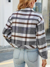 Load image into Gallery viewer, Plaid Button Up Pocketed Jacket
