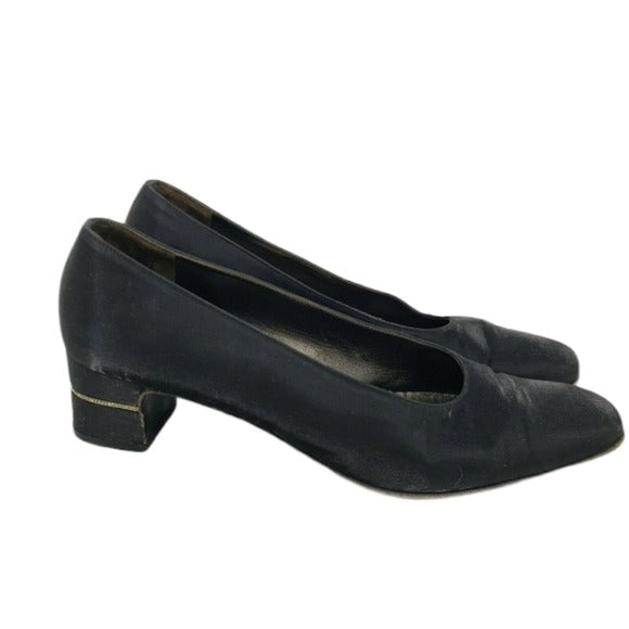 Ferragamo Vintage Black Satin Heeled Shoes