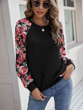 Load image into Gallery viewer, Floral Raglan Sleeve Round Neck Sweatshirt
