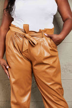 Load image into Gallery viewer, HEYSON Powerful You Full Size Faux Leather Paperbag Waist Pants
