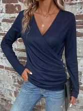 Load image into Gallery viewer, Buttoned Surplice Neck Long Sleeve Top
