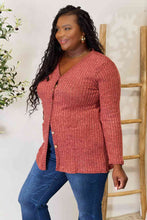 Load image into Gallery viewer, Double Take Ribbed Button-Up Cardigan with Pockets
