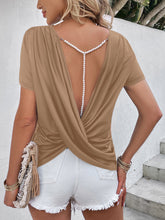 Load image into Gallery viewer, Beads Trim Back Twisted Blouse
