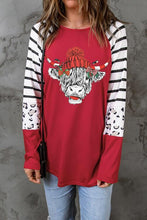 Load image into Gallery viewer, Bull Graphic Striped Long Sleeve T-Shirt
