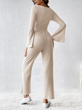 Load image into Gallery viewer, Ribbed Flare Sleeve Top and Pants Set
