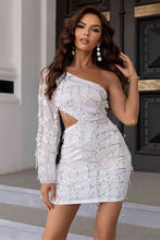 Load image into Gallery viewer, Sequin Cutout One-Shoulder Dress
